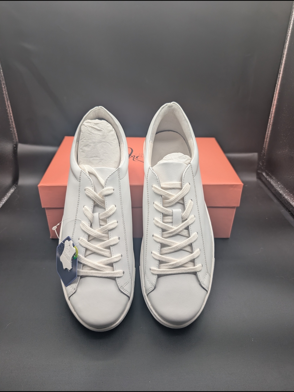 Women's White Leather Lace-Up Sneakers - Minimal Low-Top